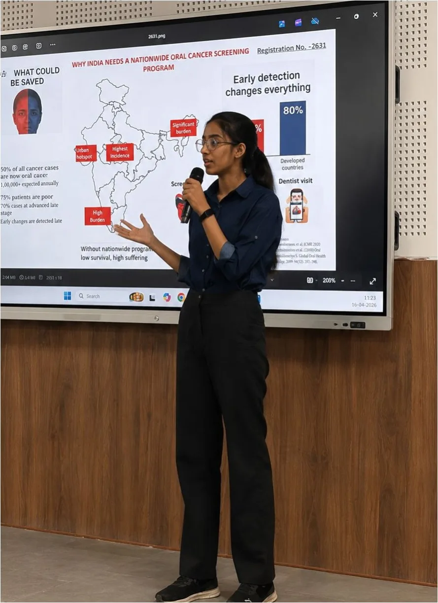 A student presenting a community health awareness study