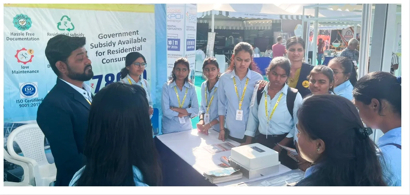 Students at the Eklavya stall, Marathwada Expo